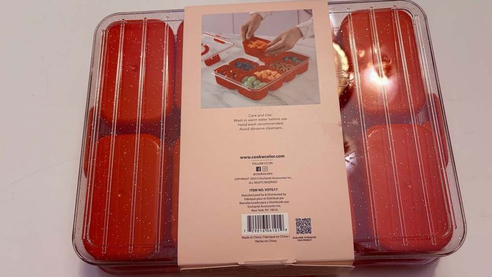 CWC Cook With Color 8 Compartment Snack Box Lunch Container BPA Free Red New - Picture 4 of 5